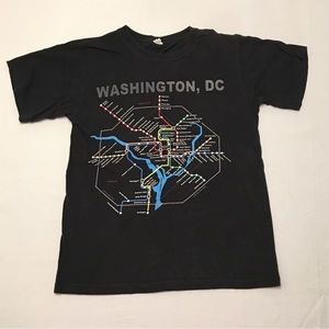 Washington D.C. Subway System Map Black T-Shirt Size Small